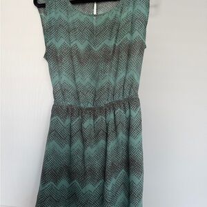 Spoiled Green and Black Chevron Midi Dress